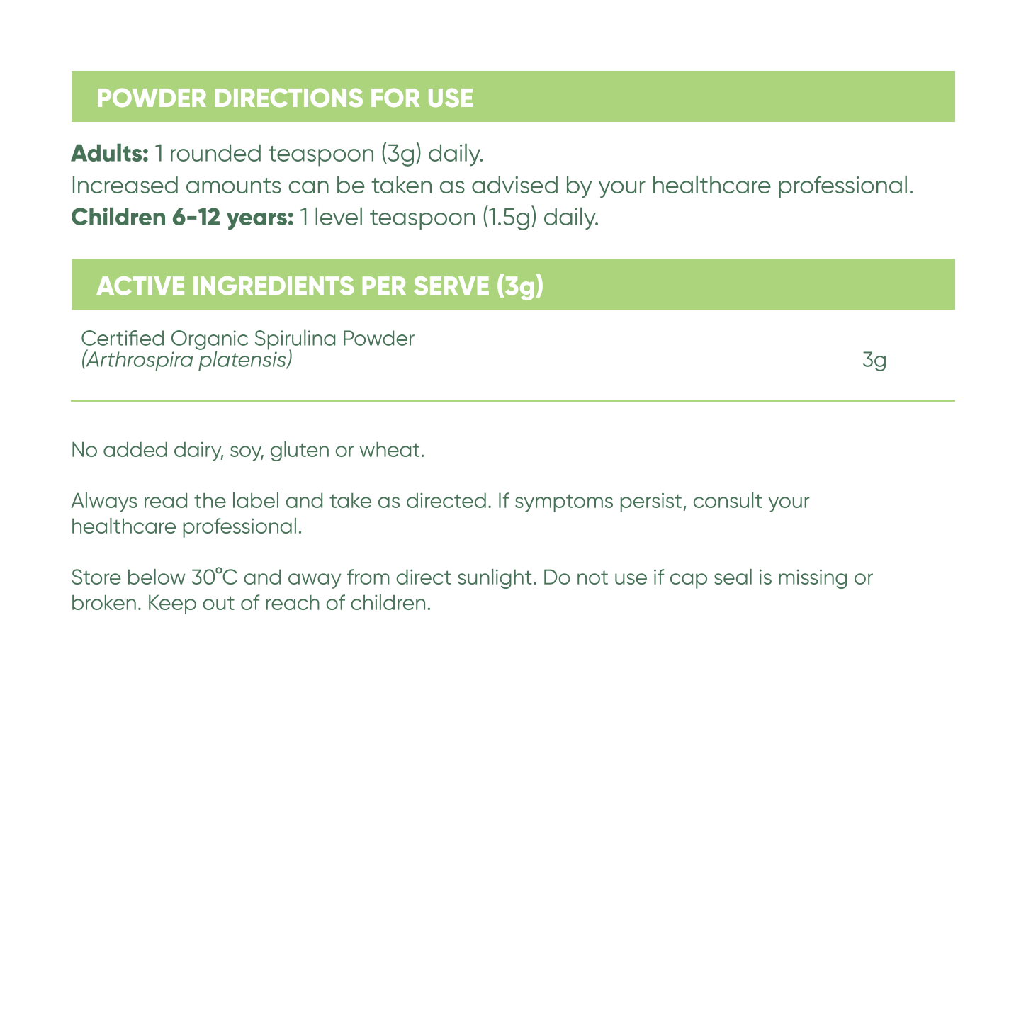 Spirulina Certified Organic
